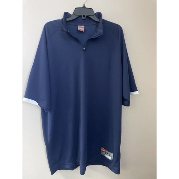 Mens NIKE‎ TEAM NikeFITDRI 1/4 zip Short Sleeved Pullover Size XL Navy - Picture 1 of 11